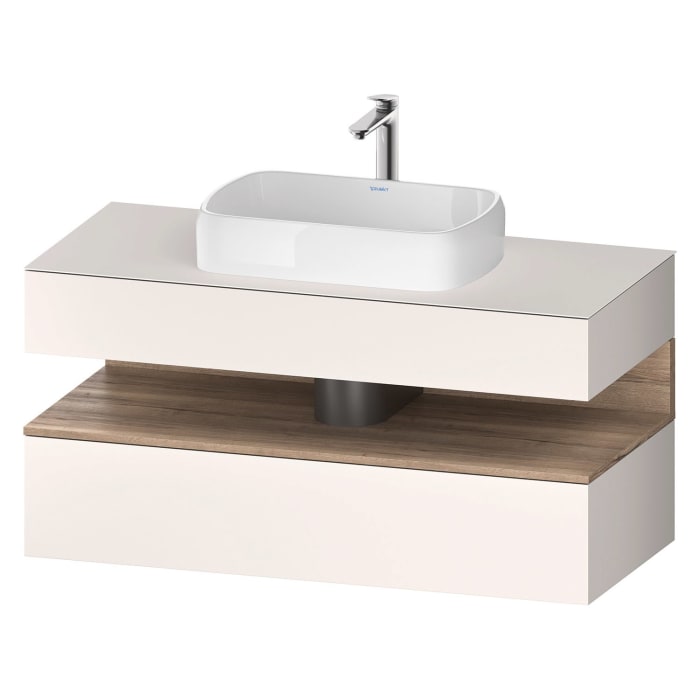 Duravit Qatego Konsolenwaschtischunterbau mit Ausschnitt mittig 120 x 60 cm, 2 Auszüge, mit LED Beleuchtung