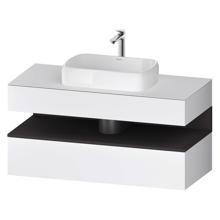 Duravit Qatego Konsolenwaschtischunterbau mit Ausschnitt mittig 120 x 60 cm, 2 Auszüge