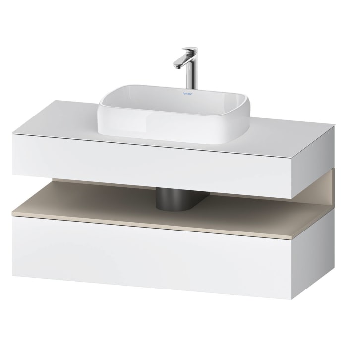 Duravit Qatego Konsolenwaschtischunterbau mit Ausschnitt mittig 120 x 60 cm, 2 Auszüge, mit LED Beleuchtung