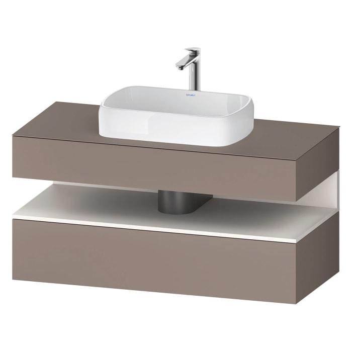 Duravit Qatego Konsolenwaschtischunterbau mit Ausschnitt mittig 120 x 60 cm, 2 Auszüge, mit LED Beleuchtung