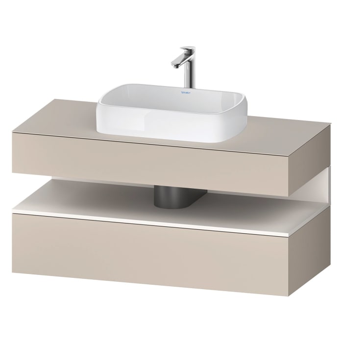Duravit Qatego Konsolenwaschtischunterbau mit Ausschnitt mittig 120 x 60 cm, 2 Auszüge