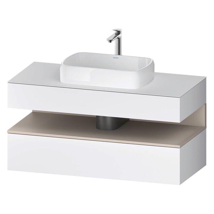 Duravit Qatego Konsolenwaschtischunterbau mit Ausschnitt mittig 120 x 60 cm, 2 Auszüge, mit LED Beleuchtung