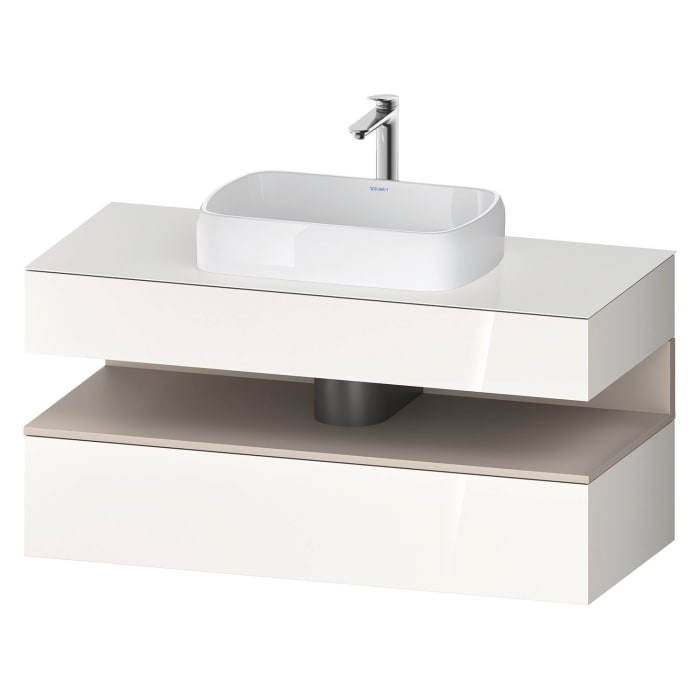 Duravit Qatego Konsolenwaschtischunterbau mit Ausschnitt mittig 120 x 60 cm, 2 Auszüge, mit LED Beleuchtung