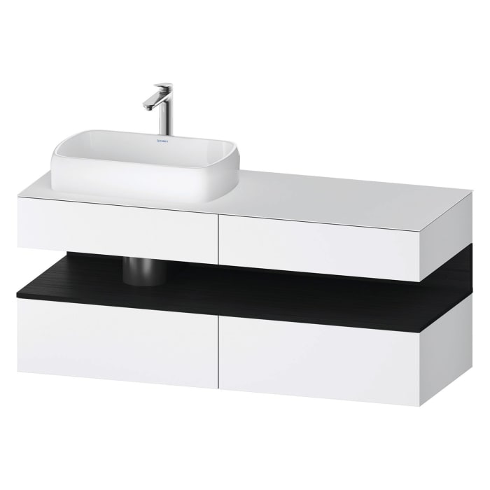 Duravit Qatego Konsolenwaschtischunterbau mit Ausschnitt links 140 x 60 cm, 4 Auszüge
