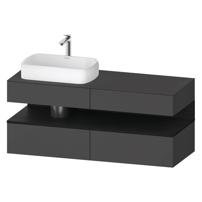 Duravit Qatego Konsolenwaschtischunterbau mit Ausschnitt links 140 x 60 cm, 4 Auszüge