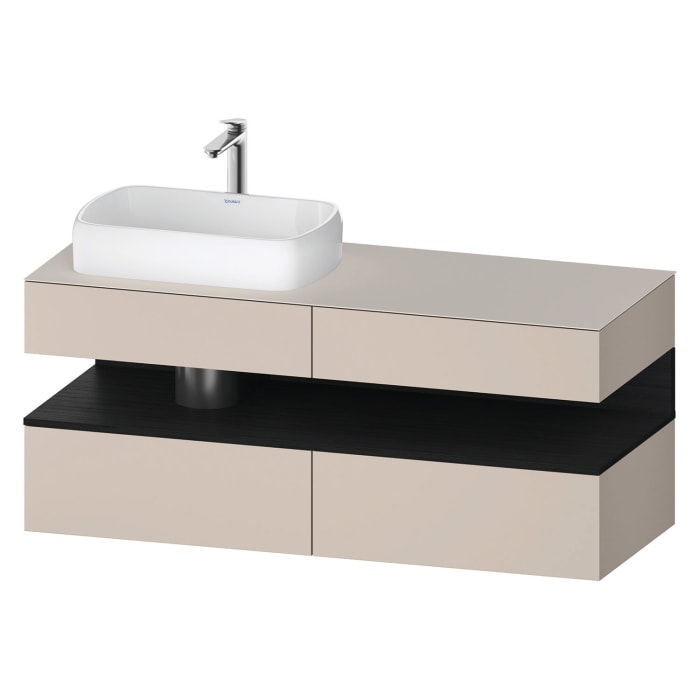 Duravit Qatego Konsolenwaschtischunterbau mit Ausschnitt links 140 x 60 cm, 4 Auszüge