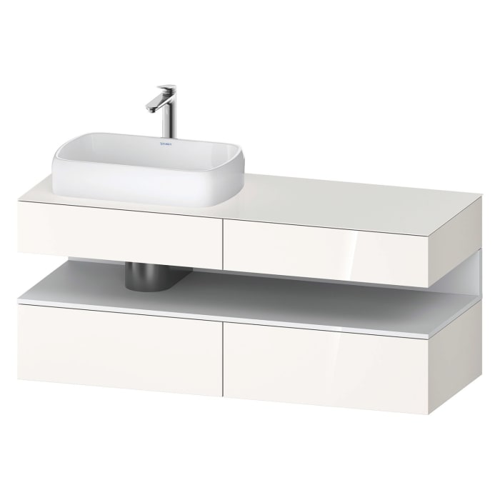 Duravit Qatego Konsolenwaschtischunterbau mit Ausschnitt links 140 x 60 cm, 4 Auszüge