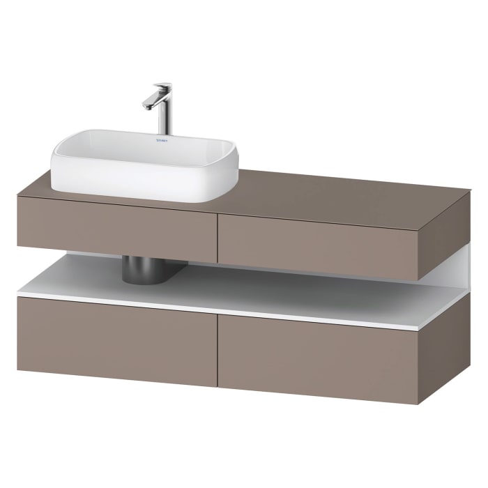 Duravit Qatego Konsolenwaschtischunterbau mit Ausschnitt links 140 x 60 cm, 4 Auszüge, mit LED Beleuchtung