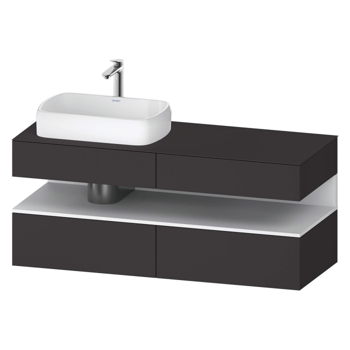 Duravit Qatego Konsolenwaschtischunterbau mit Ausschnitt links 140 x 60 cm, 4 Auszüge