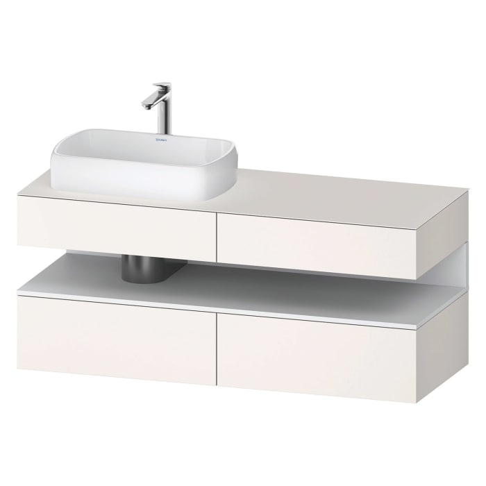 Duravit Qatego Konsolenwaschtischunterbau mit Ausschnitt links 140 x 60 cm, 4 Auszüge, mit LED Beleuchtung