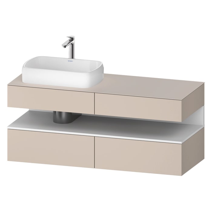 Duravit Qatego Konsolenwaschtischunterbau mit Ausschnitt links 140 x 60 cm, 4 Auszüge
