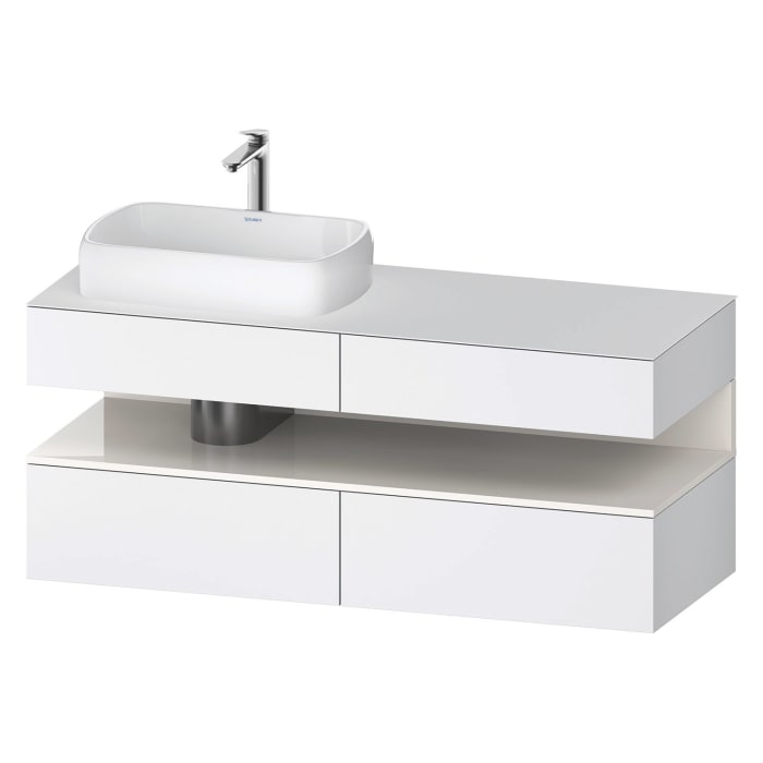 Duravit Qatego Konsolenwaschtischunterbau mit Ausschnitt links 140 x 60 cm, 4 Auszüge, mit LED Beleuchtung