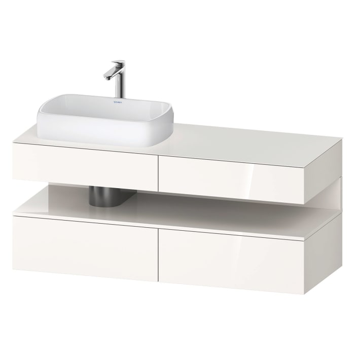 Duravit Qatego Konsolenwaschtischunterbau mit Ausschnitt links 140 x 60 cm, 4 Auszüge, mit LED Beleuchtung