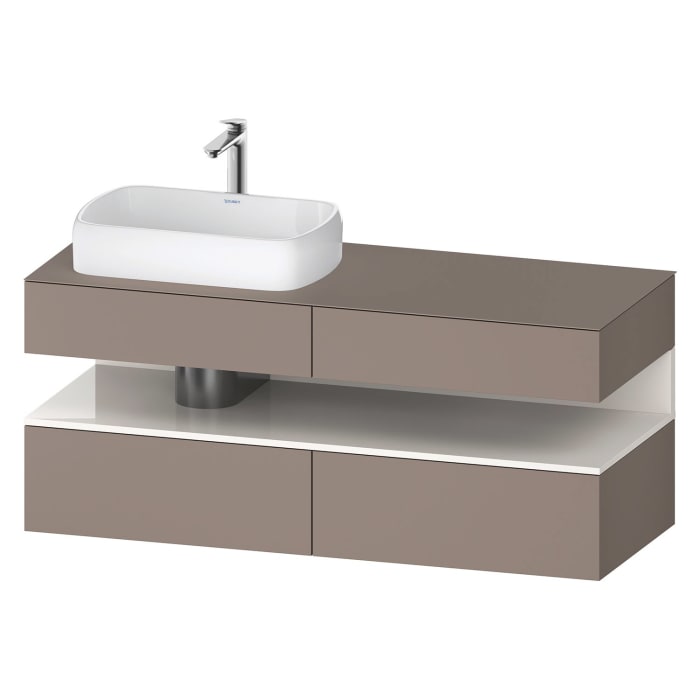 Duravit Qatego Konsolenwaschtischunterbau mit Ausschnitt links 140 x 60 cm, 4 Auszüge