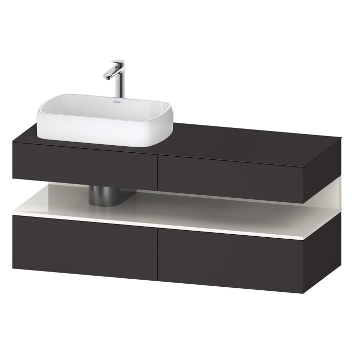 Duravit Qatego Konsolenwaschtischunterbau mit Ausschnitt links 140 x 60 cm, 4 Auszüge, mit LED Beleuchtung