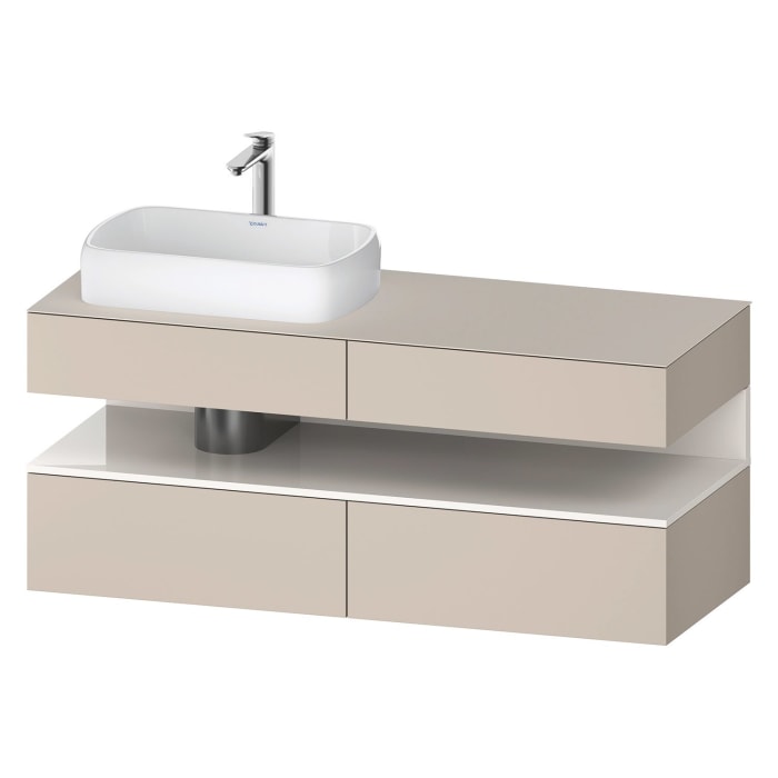 Duravit Qatego Konsolenwaschtischunterbau mit Ausschnitt links 140 x 60 cm, 4 Auszüge