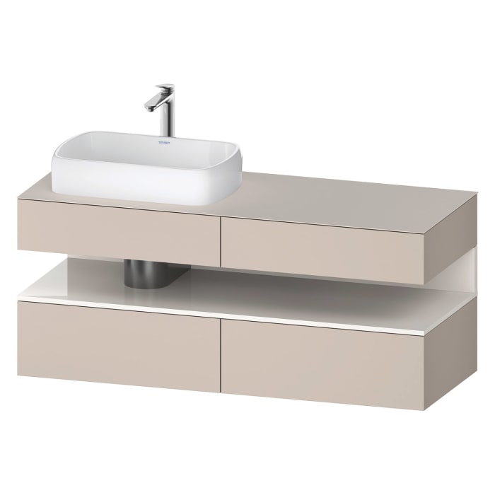 Duravit Qatego Konsolenwaschtischunterbau mit Ausschnitt links 140 x 60 cm, 4 Auszüge
