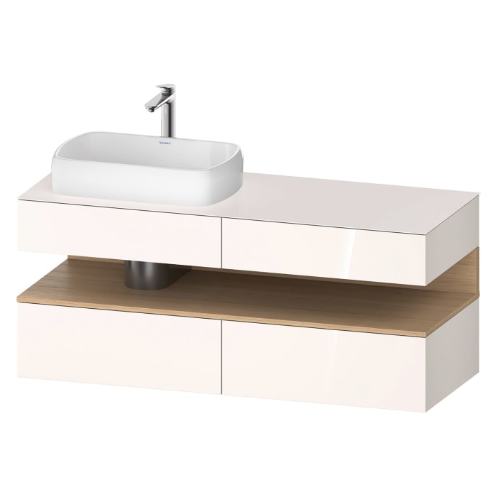 Duravit Qatego Konsolenwaschtischunterbau mit Ausschnitt links 140 x 60 cm, 4 Auszüge, mit LED Beleuchtung
