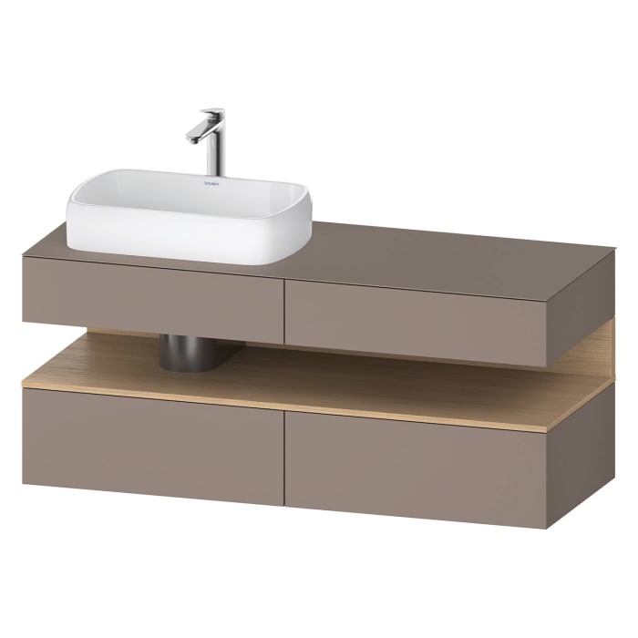 Duravit Qatego Konsolenwaschtischunterbau mit Ausschnitt links 140 x 60 cm, 4 Auszüge