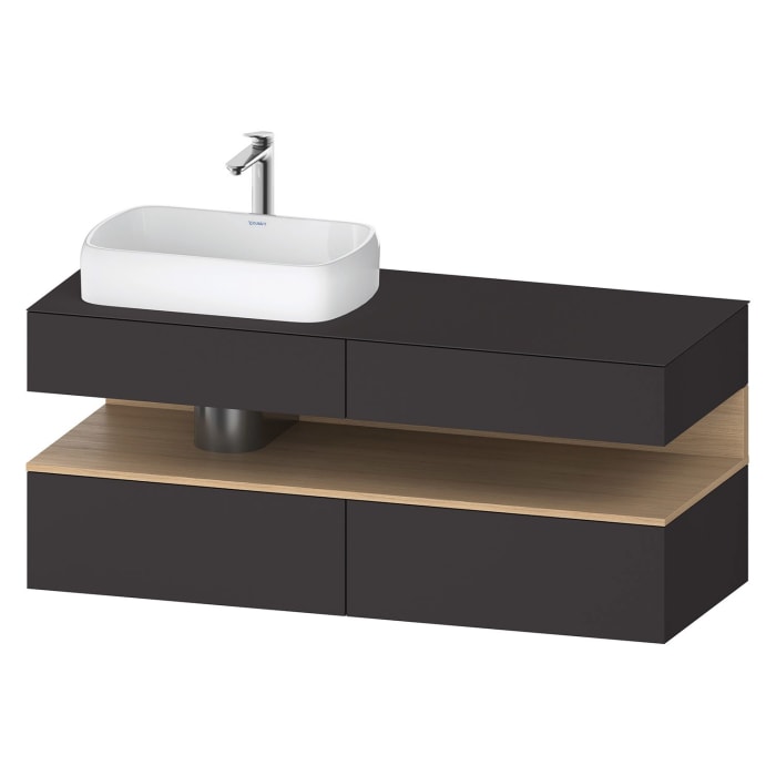 Duravit Qatego Konsolenwaschtischunterbau mit Ausschnitt links 140 x 60 cm, 4 Auszüge