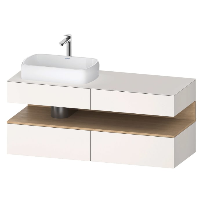 Duravit Qatego Konsolenwaschtischunterbau mit Ausschnitt links 140 x 60 cm, 4 Auszüge
