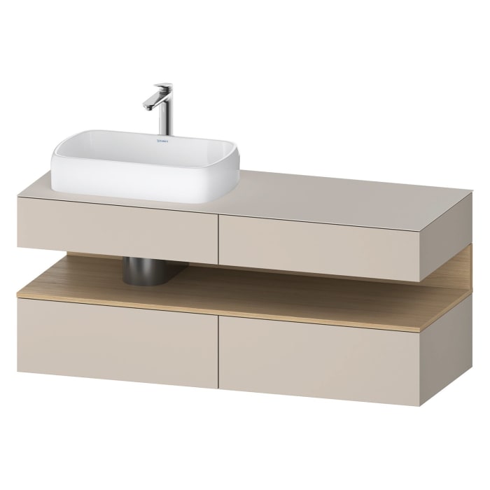 Duravit Qatego Konsolenwaschtischunterbau mit Ausschnitt links 140 x 60 cm, 4 Auszüge