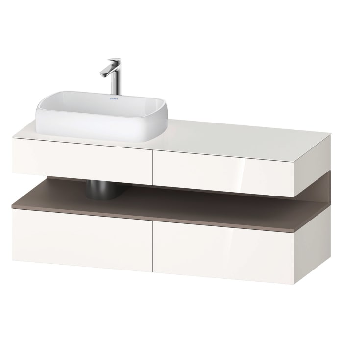 Duravit Qatego Konsolenwaschtischunterbau mit Ausschnitt links 140 x 60 cm, 4 Auszüge, mit LED Beleuchtung