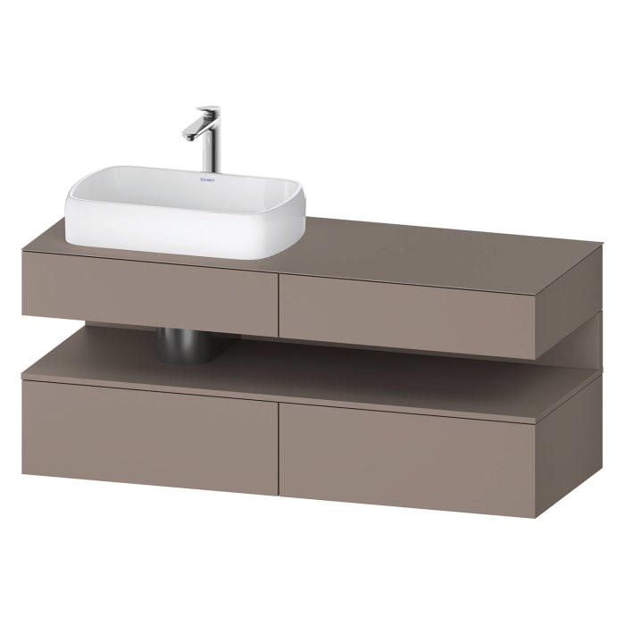 Duravit Qatego Konsolenwaschtischunterbau mit Ausschnitt links 140 x 60 cm, 4 Auszüge, mit LED Beleuchtung