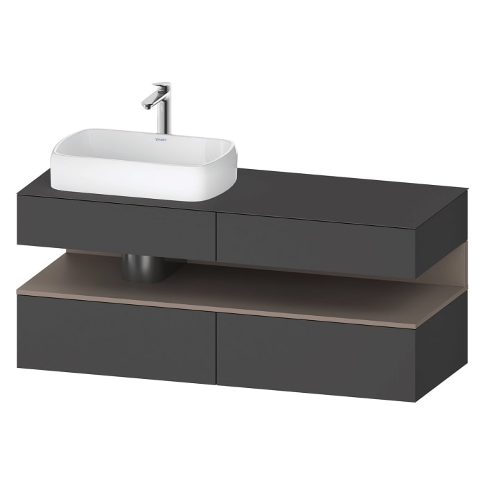 Duravit Qatego Konsolenwaschtischunterbau mit Ausschnitt links 140 x 60 cm, 4 Auszüge