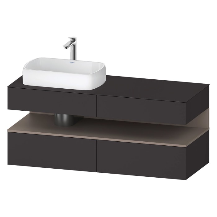 Duravit Qatego Konsolenwaschtischunterbau mit Ausschnitt links 140 x 60 cm, 4 Auszüge