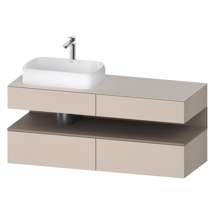 Duravit Qatego Konsolenwaschtischunterbau mit Ausschnitt links 140 x 60 cm, 4 Auszüge, mit LED Beleuchtung