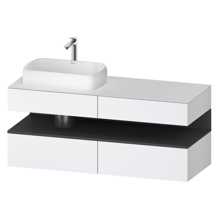 Duravit Qatego Konsolenwaschtischunterbau mit Ausschnitt links 140 x 60 cm, 4 Auszüge, mit LED Beleuchtung