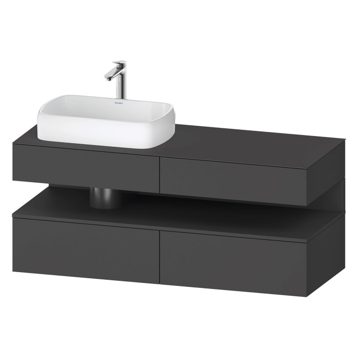 Duravit Qatego Konsolenwaschtischunterbau mit Ausschnitt links 140 x 60 cm, 4 Auszüge