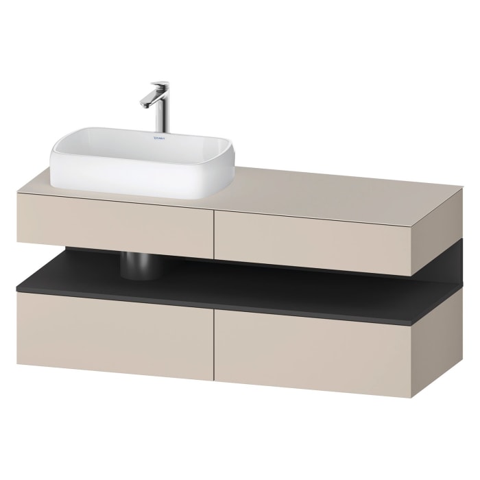 Duravit Qatego Konsolenwaschtischunterbau mit Ausschnitt links 140 x 60 cm, 4 Auszüge