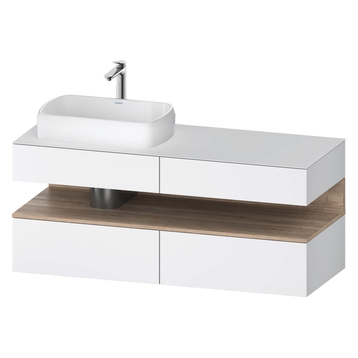 Duravit Qatego Konsolenwaschtischunterbau mit Ausschnitt links 140 x 60 cm, 4 Auszüge, mit LED Beleuchtung