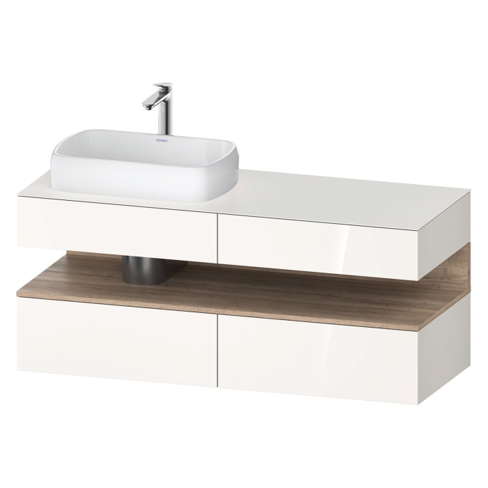 Duravit Qatego Konsolenwaschtischunterbau mit Ausschnitt links 140 x 60 cm, 4 Auszüge