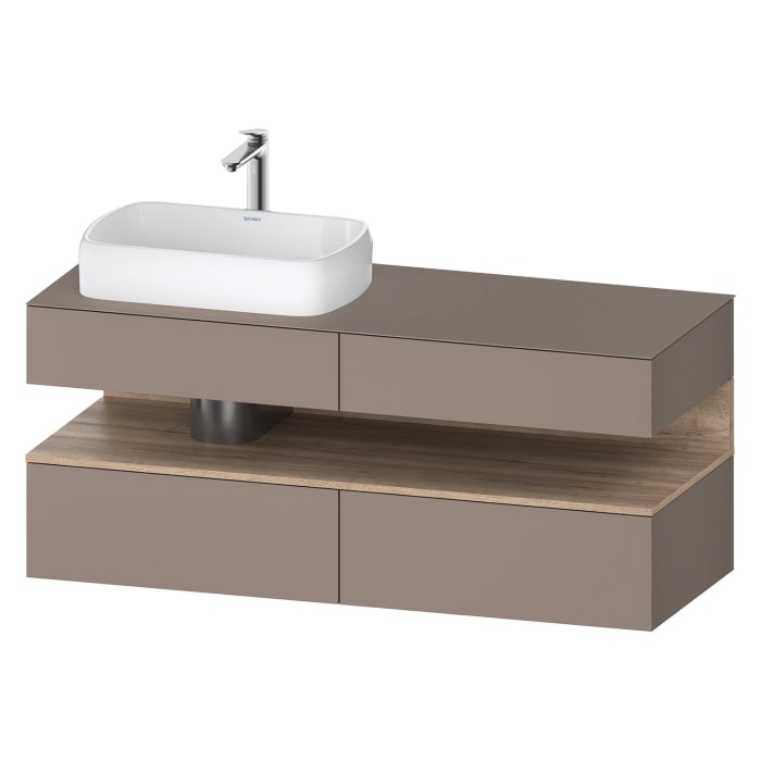 Duravit Qatego Konsolenwaschtischunterbau mit Ausschnitt links 140 x 60 cm, 4 Auszüge, mit LED Beleuchtung
