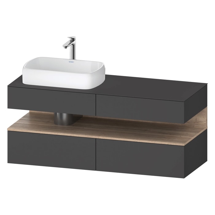 Duravit Qatego Konsolenwaschtischunterbau mit Ausschnitt links 140 x 60 cm, 4 Auszüge