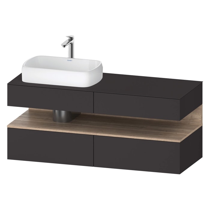 Duravit Qatego Konsolenwaschtischunterbau mit Ausschnitt links 140 x 60 cm, 4 Auszüge