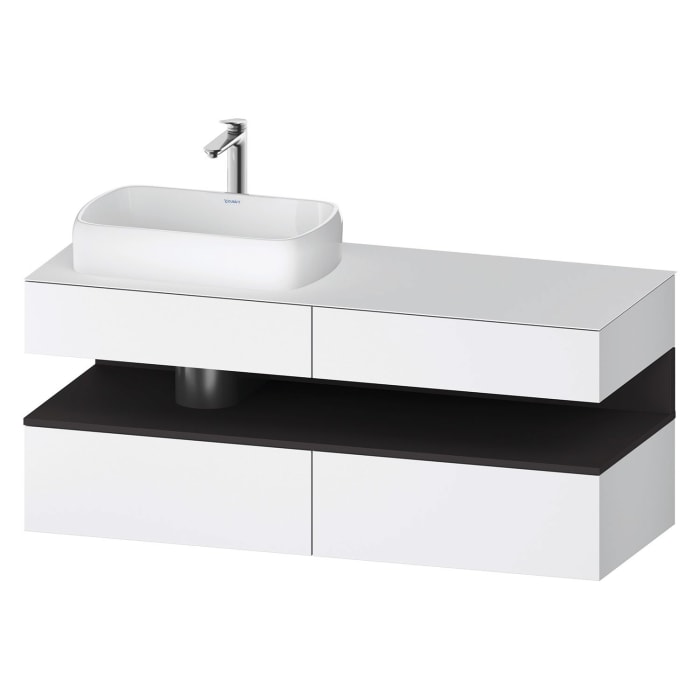 Duravit Qatego Konsolenwaschtischunterbau mit Ausschnitt links 140 x 60 cm, 4 Auszüge, mit LED Beleuchtung