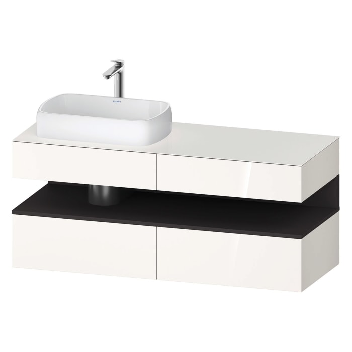Duravit Qatego Konsolenwaschtischunterbau mit Ausschnitt links 140 x 60 cm, 4 Auszüge
