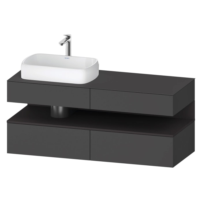 Duravit Qatego Konsolenwaschtischunterbau mit Ausschnitt links 140 x 60 cm, 4 Auszüge, mit LED Beleuchtung