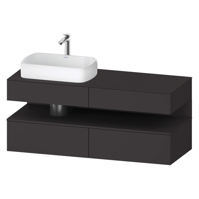 Duravit Qatego Konsolenwaschtischunterbau mit Ausschnitt links 140 x 60 cm, 4 Auszüge