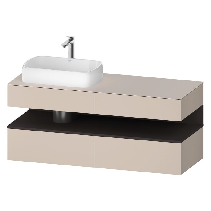 Duravit Qatego Konsolenwaschtischunterbau mit Ausschnitt links 140 x 60 cm, 4 Auszüge