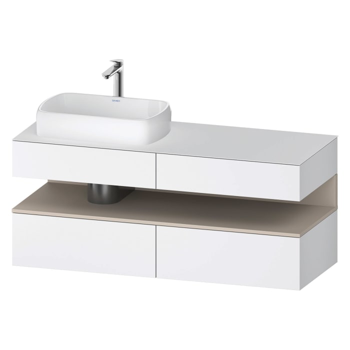 Duravit Qatego Konsolenwaschtischunterbau mit Ausschnitt links 140 x 60 cm, 4 Auszüge