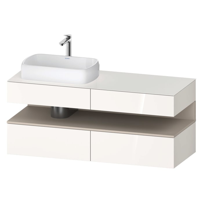 Duravit Qatego Konsolenwaschtischunterbau mit Ausschnitt links 140 x 60 cm, 4 Auszüge
