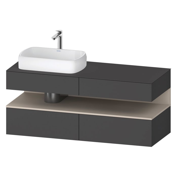 Duravit Qatego Konsolenwaschtischunterbau mit Ausschnitt links 140 x 60 cm, 4 Auszüge