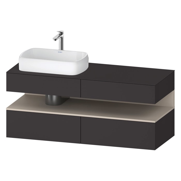 Duravit Qatego Konsolenwaschtischunterbau mit Ausschnitt links 140 x 60 cm, 4 Auszüge