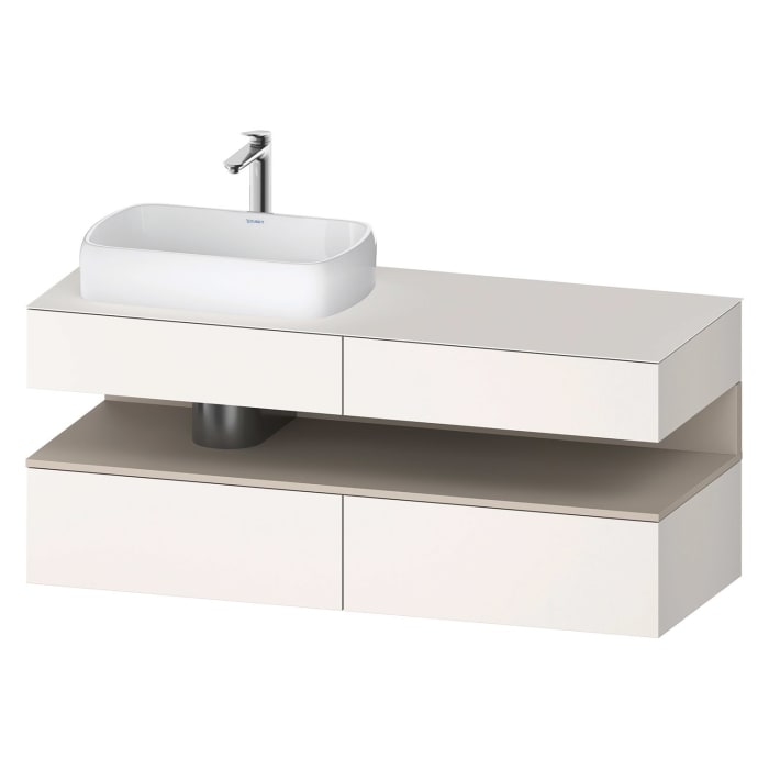 Duravit Qatego Konsolenwaschtischunterbau mit Ausschnitt links 140 x 60 cm, 4 Auszüge, mit LED Beleuchtung