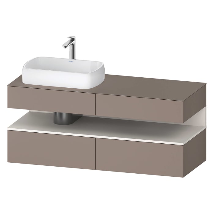 Duravit Qatego Konsolenwaschtischunterbau mit Ausschnitt links 140 x 60 cm, 4 Auszüge, mit LED Beleuchtung